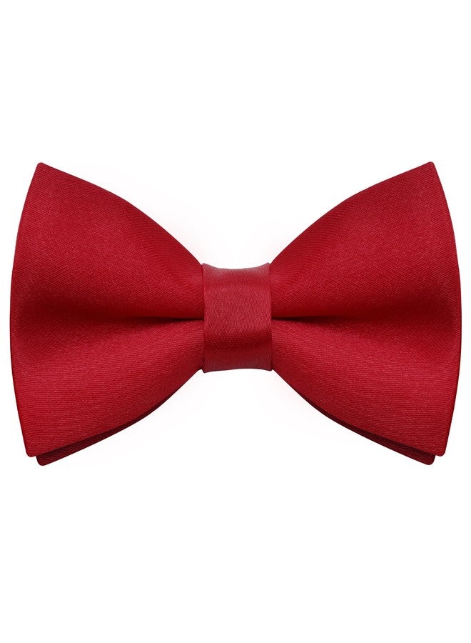 Bskifnn Kids Bow Ties Solid Color Satin Bow Tie for Child Boys Toddlers Wedding Party Dress up (Red, kids) - Image 1